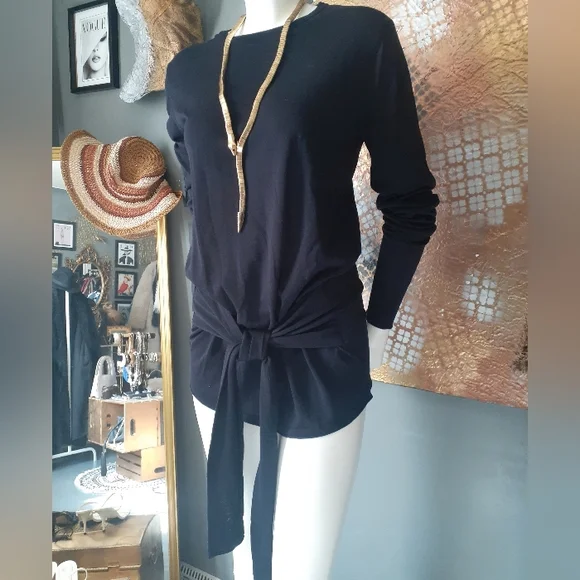 Nwt Zara Silk/Cotton Blend Tie Waist Sweater - Picture 12 of 15